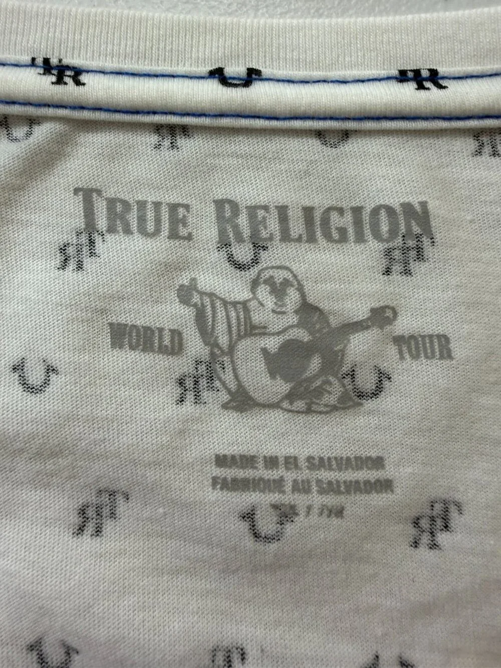 True Religion Men’s White Logo Monogram Graphic Cotton T-Shirt Size XL